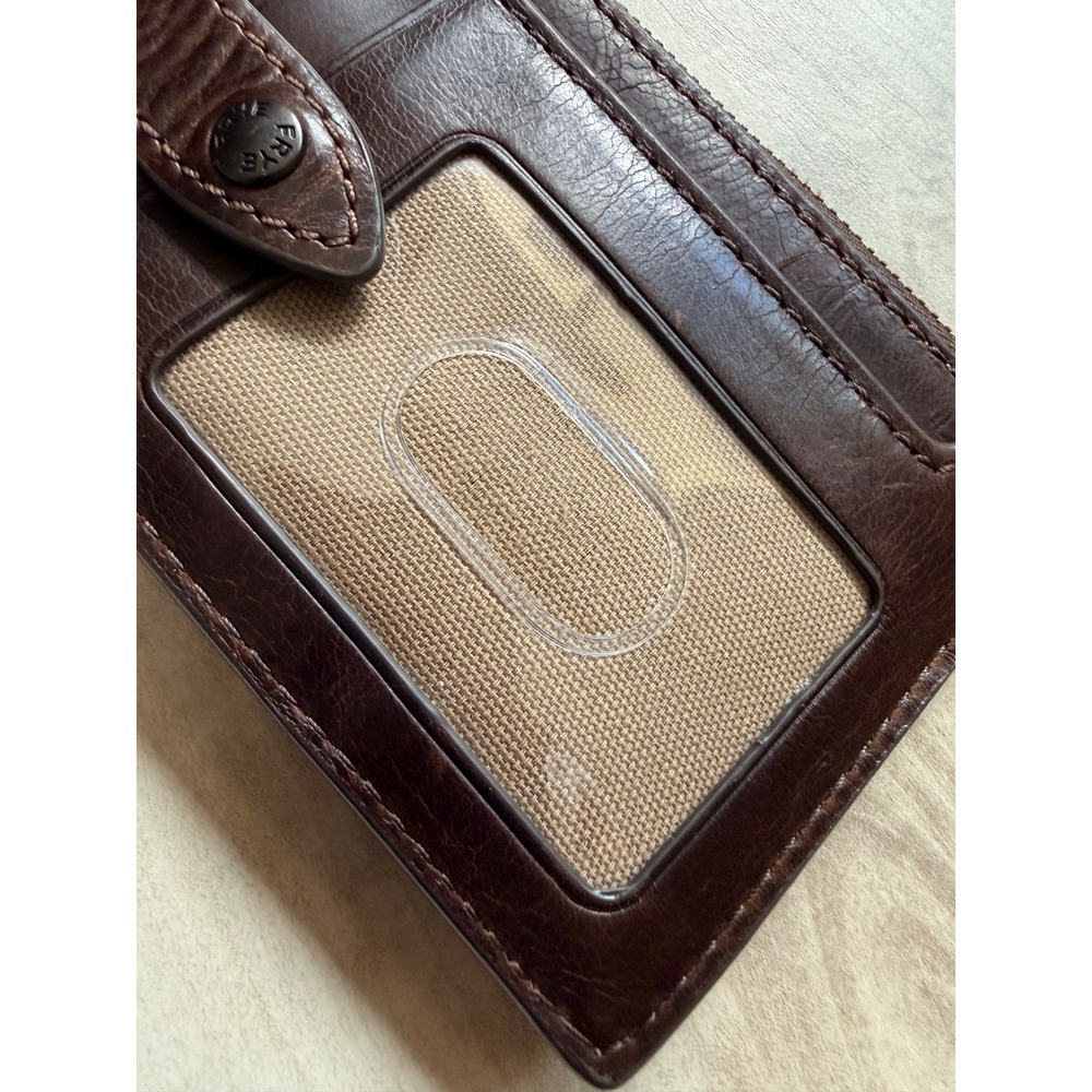 Frye Melissa Snap Card Wallet Distressed Leather Western Boho Dark Brown - Picture 5 of 9